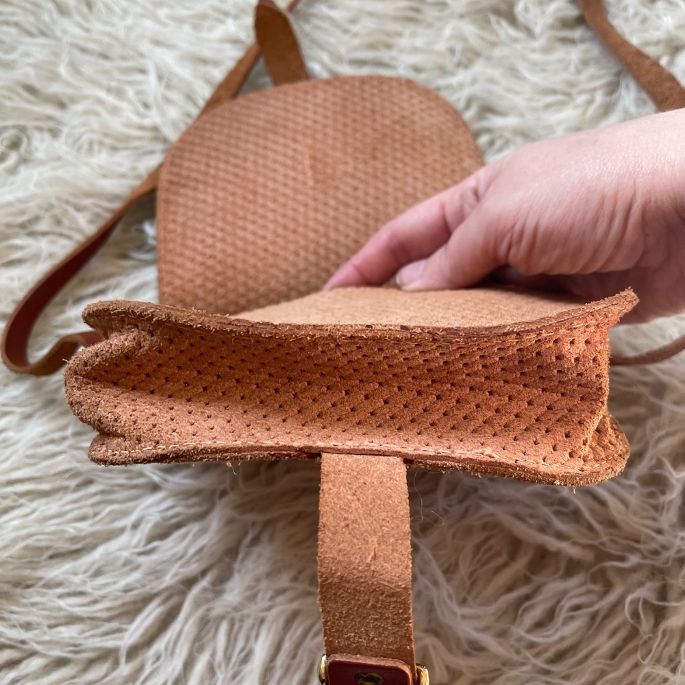 Vintage Leather Suede Saddle Mini Shoulder Bag - Brown Perforated Leather - Picture 7 of 9